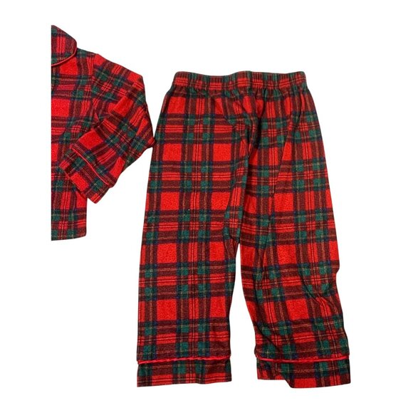 Faded Glory Sleepwear Infant Baby Sz 18 Months 2 piece pajama Set Red Plaid Long - Picture 2 of 4